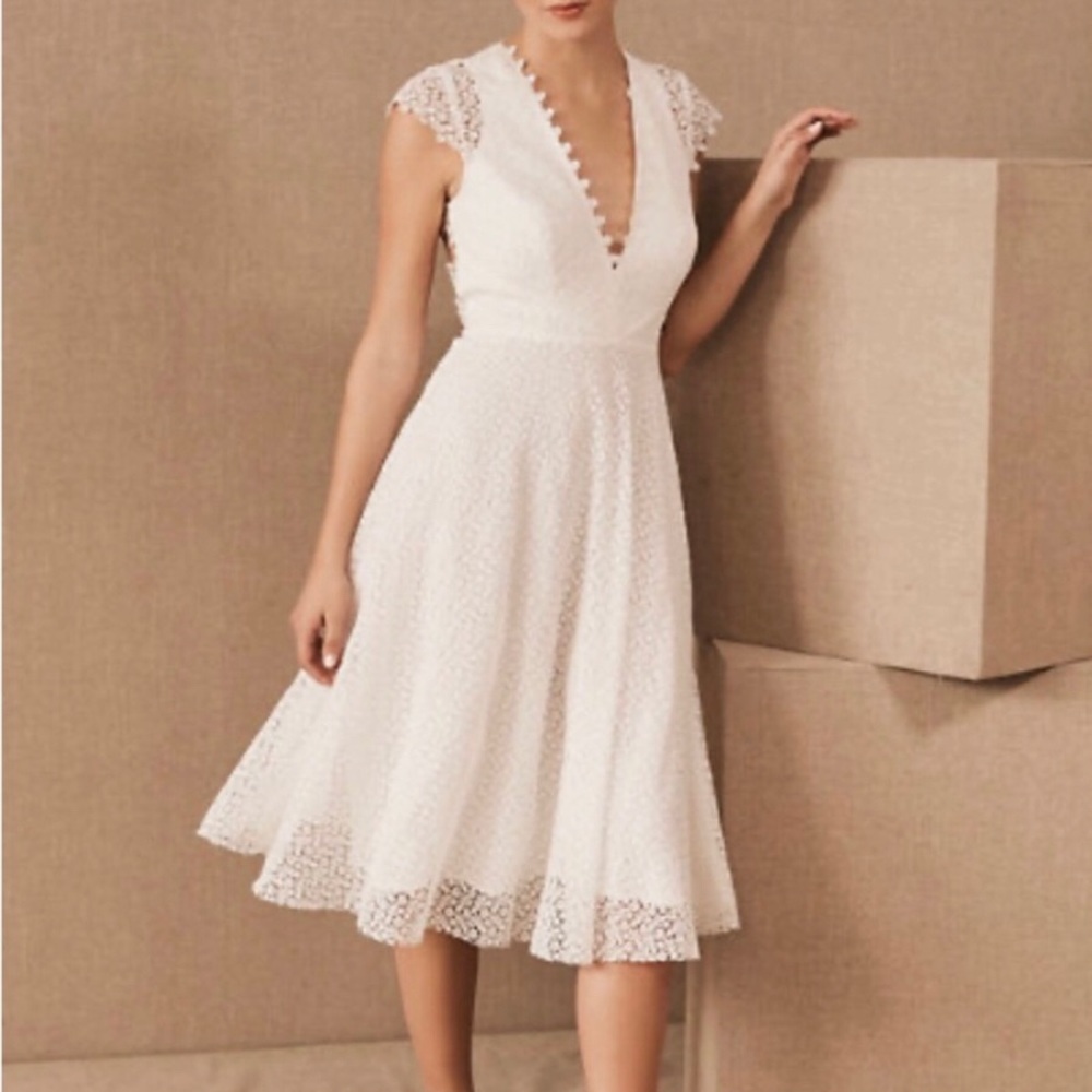 Bhldn cap sleeve fit and flare dress